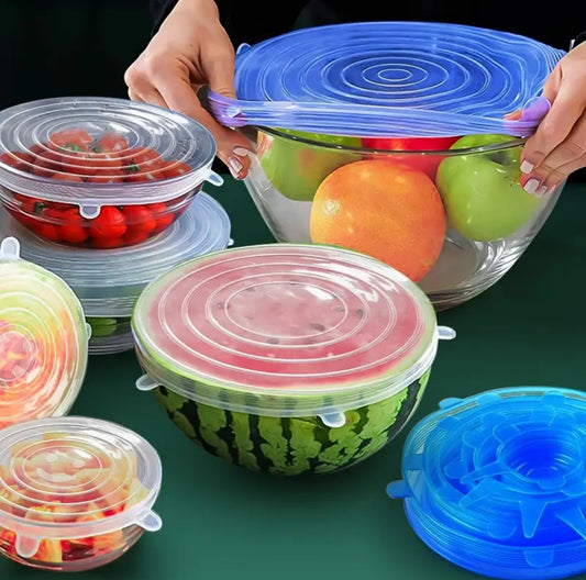 6 Piece Stretchy Lids for Fruit, Vegetables, Drinks and Bowls