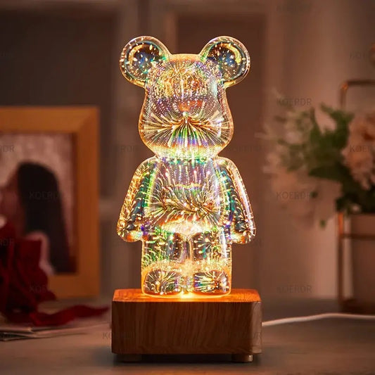3D Bear Night Light Projection Colorful USB