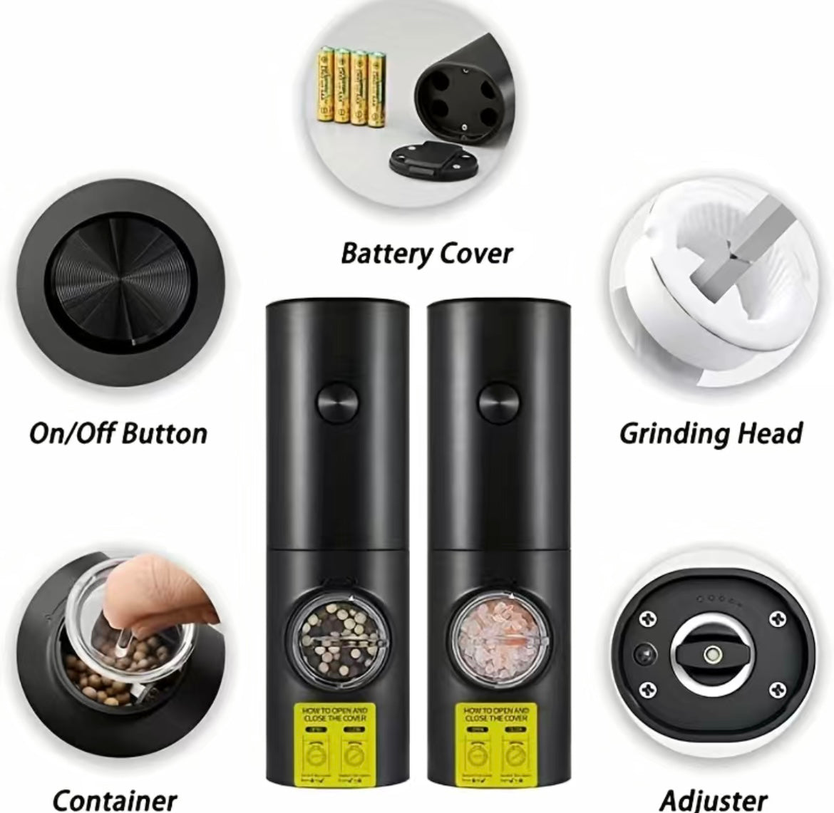 Electric Salt & Pepper Grinder Set